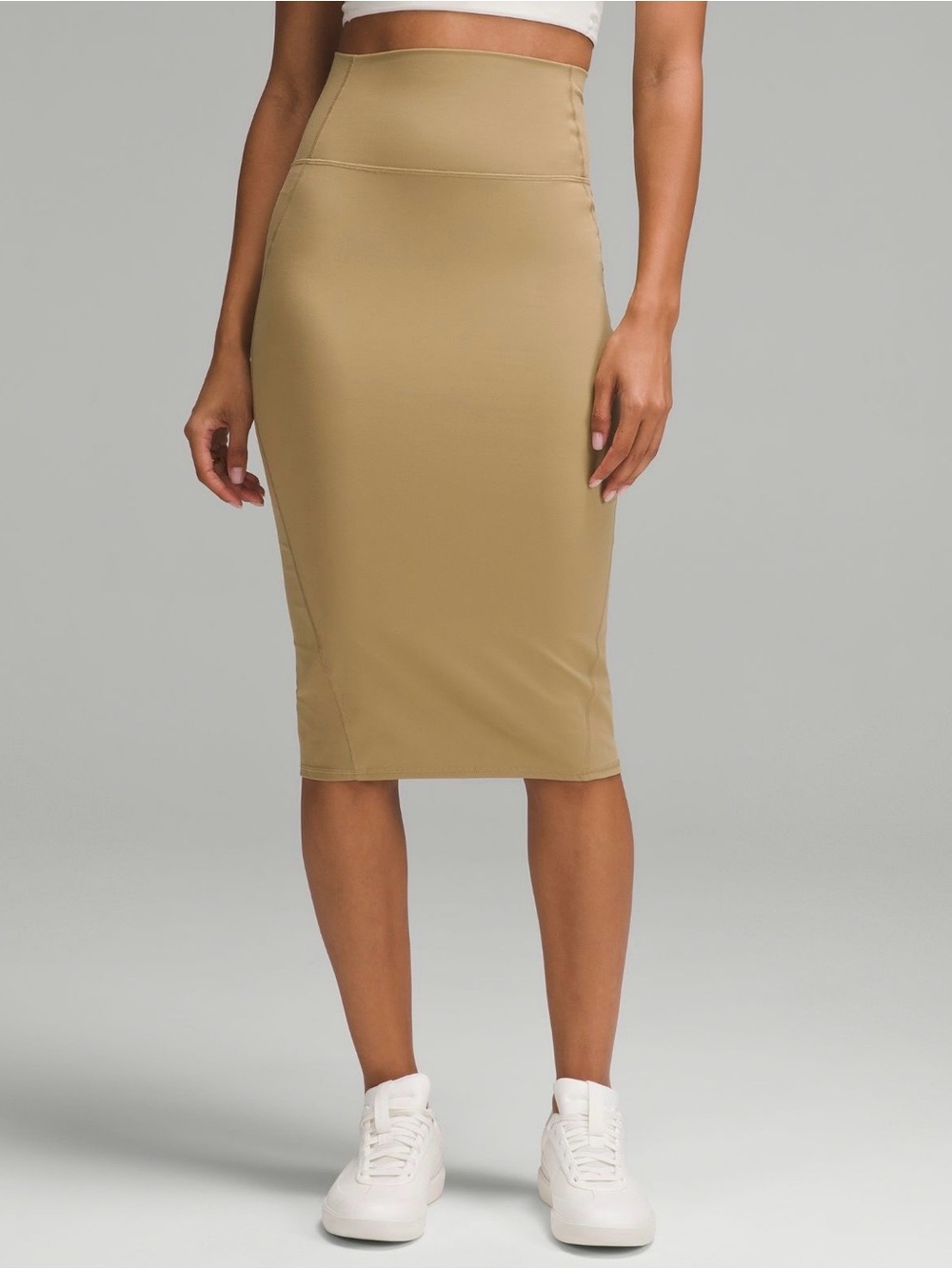 🆕 Lululemon Nulu Slim-Fit High-Rise Midi Skirt Tan Size 4
